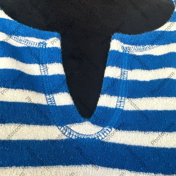 Blue and White Striped Women's Blouse - Picture 4 of 5